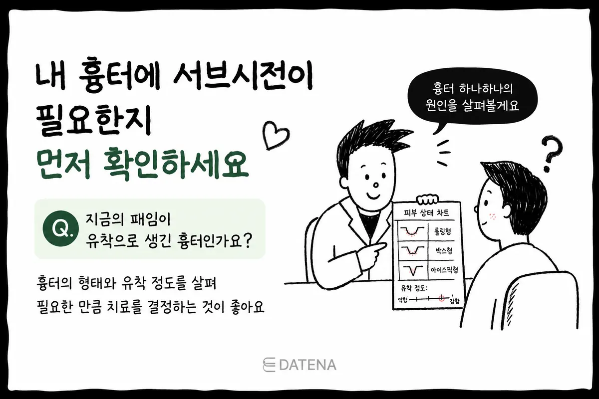示意图：医生对照皮肤状态检查表，咨询是否需要皮下分离